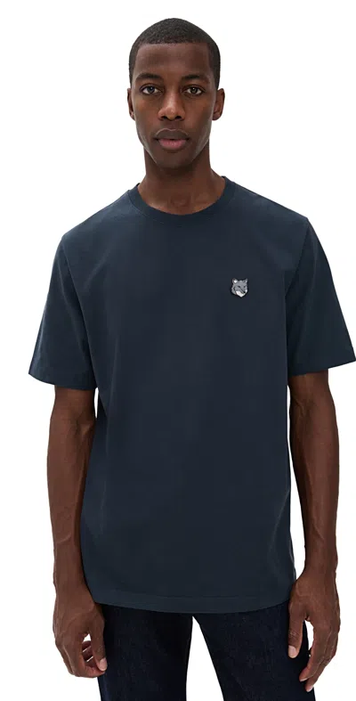 Maison Kitsuné Grey Fox Head Patch Comfort Tee Classic Navy In Blue