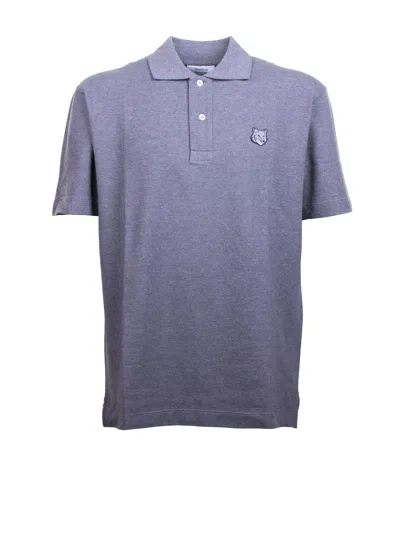 Maison Kitsuné Grey Polo With Logo In Blue