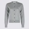 Maison Kitsuné Grey Cardigan With Baby Fox Patch Knitwear Grey In Medium Grey Melange