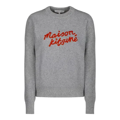 Maison Kitsuné Grey Wool Sweater In Gray