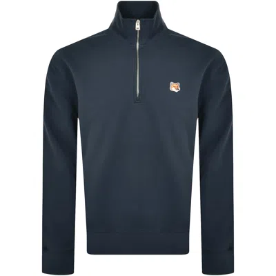 Maison Kitsuné Maison Kitsune Half Zip Sweatshirt Blue