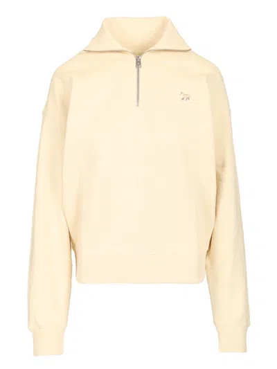 Maison Kitsuné Half Zip Sweatshirt Sweatshirts Beige
