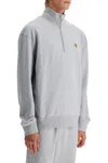 Maison Kitsuné Gray Fox Head Patch Half Zip Sweatshirt In Grey