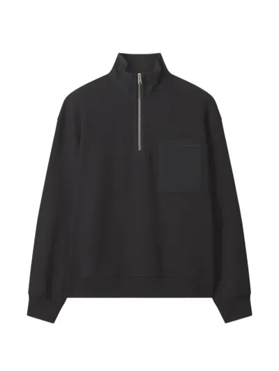 Maison Kitsuné Half-zip Nylon-pocket Sweater In Black