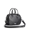 Maison Kitsuné Structured Cowhide Leather Shoulder Bag With Silver-tone Accents In Black