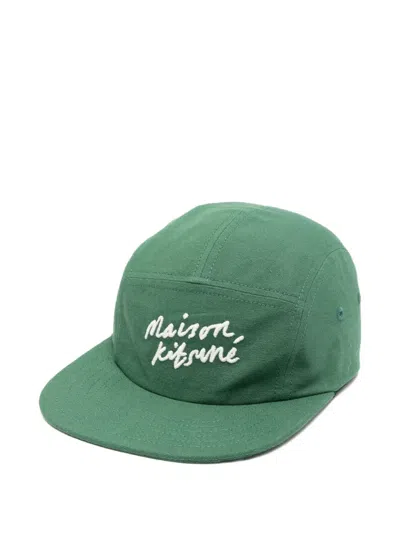 Maison Kitsuné Handwriting Cap In Green