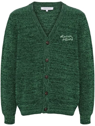 Maison Kitsuné Maison Kitsune Handwriting Comfort Cardigan In Green
