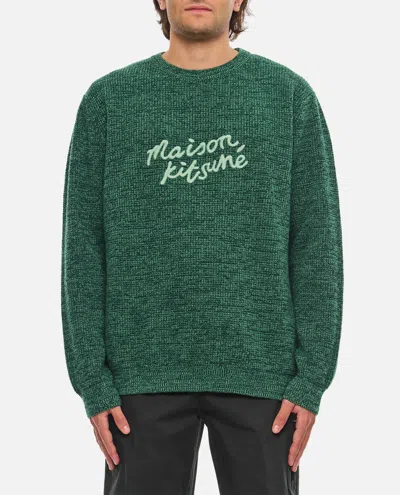Maison Kitsuné Maison Kitsune Handwriting Comfort Jumper In Green