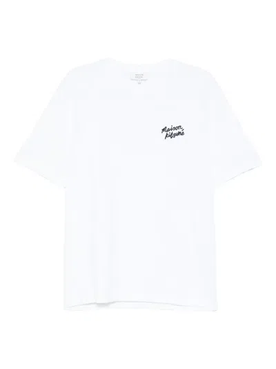 Maison Kitsuné Maison Kitsune T Shirt With Logo Lettering In White