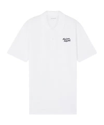 Maison Kitsuné Handwriting Cotton Polo Shirt In White