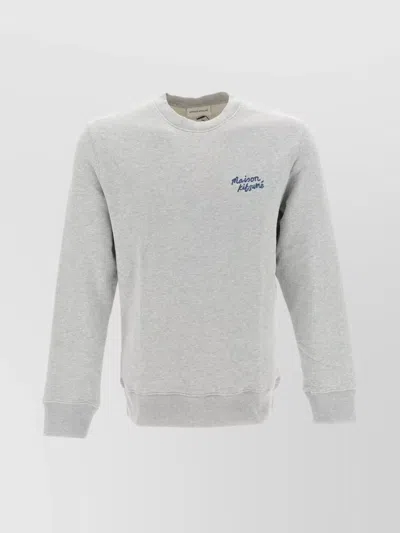 Maison Kitsuné Handwriting Crew Neck Sweatshirt In Gray