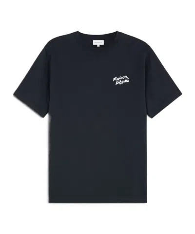 Maison Kitsuné Handwriting Embroidered T-shirt In Black
