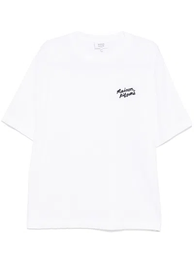 Maison Kitsuné Handwriting Embroidered T-shirt In White