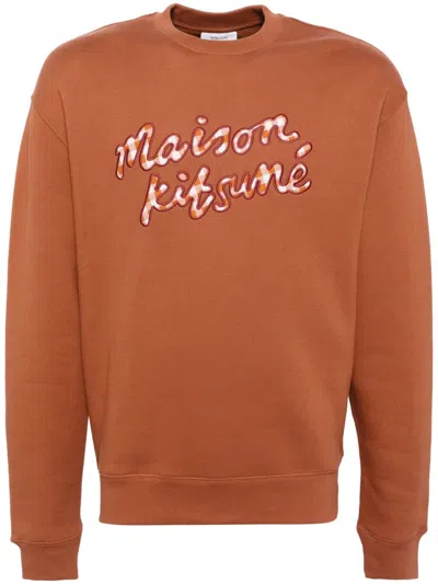 Maison Kitsuné Handwriting Gingham Sweatshirt In Neutrals
