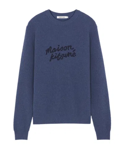 Maison Kitsuné Maison Kitsune Handwriting Jumper In Blue