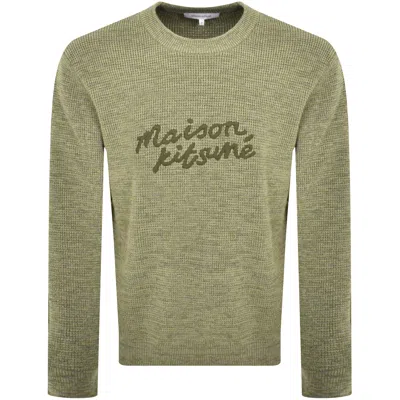 Maison Kitsuné Maison Kitsune Handwriting Knit Jumper Green