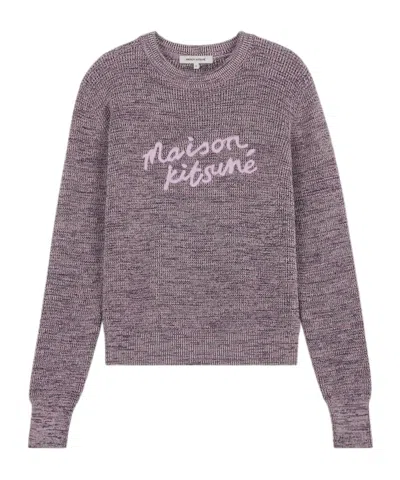 Maison Kitsuné Handwriting Logo-embroidered Jumper In Gray