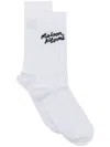 Maison Kitsuné Handwriting Logo-intarsia Socks In White