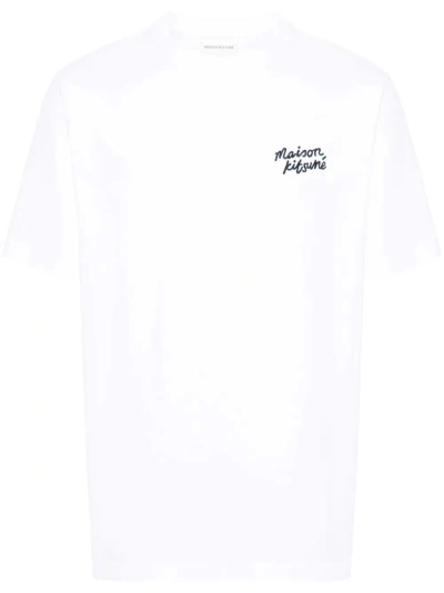 Maison Kitsuné Handwriting-logo T-shirt In White