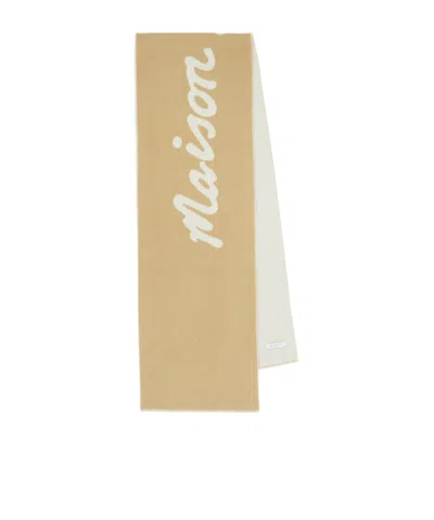 Maison Kitsuné Handwriting Scarf In Brown