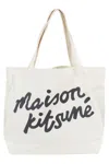 Maison Kitsuné Handwriting Tote In Ecru