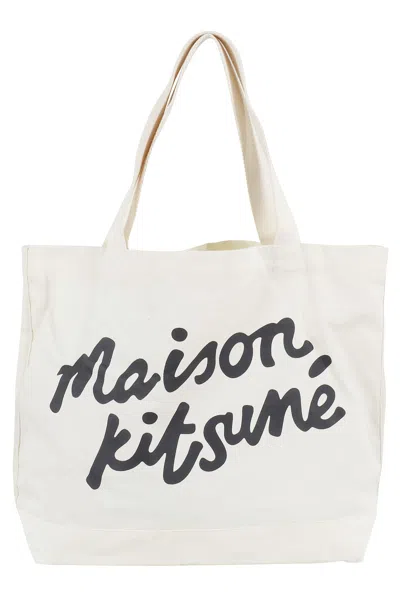 Maison Kitsuné Handwriting Tote In Ecru