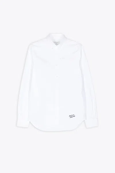 Maison Kitsuné Handwritting Casual Bd Shirt White Cotton Long Sleeves Shirt With Logo Embroidery - Handwriting Casu In Bianco