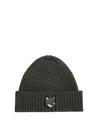 Maison Kitsuné Fox Head Large Beanie Accessories In Green