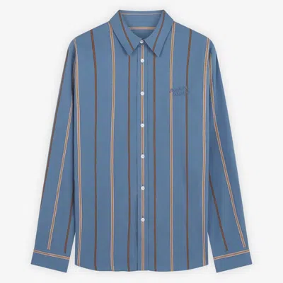 Maison Kitsuné Maison Kitsune Heritage Striped Poplin Shirt In Blue