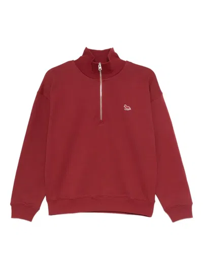 Maison Kitsuné High-neck Zip-up Sweatshirt In Red
