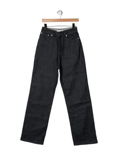 Pre-owned Maison Kitsuné High-rise Straight Leg Jeans In Black