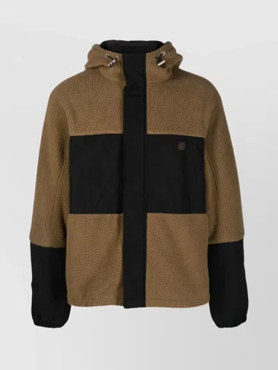 Maison Kitsuné Hooded Drawstring Jacket With Patch Pocket In Black