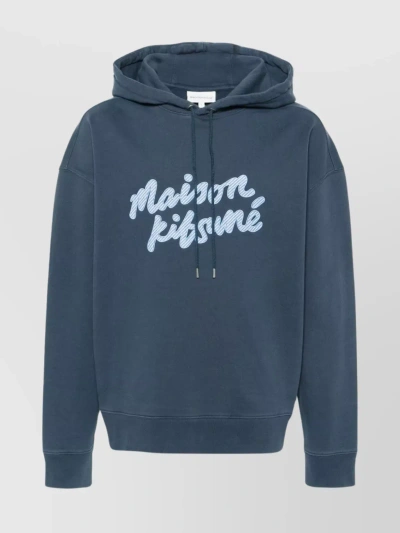 Maison Kitsuné Hooded Kangaroo Pocket Sweater In Blue