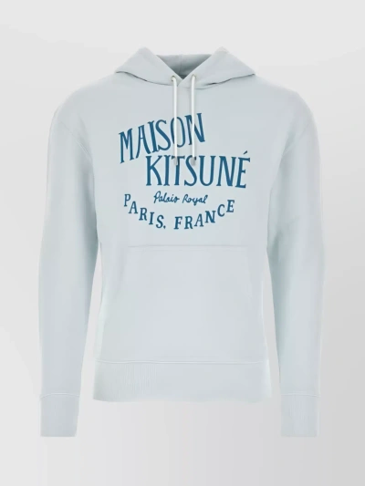 Maison Kitsuné Hooded Long Sleeve Top With Front Graphic Print In Pastel