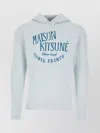 Maison Kitsuné Hooded Long Sleeve Top With Front Graphic Print In Pastel