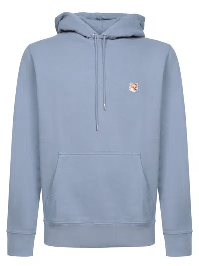 Maison Kitsuné Fox Head Hooded Sweatshirt In Blue