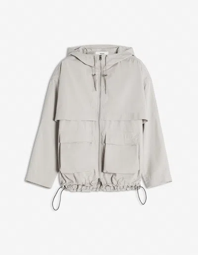 Maison Kitsuné Hooded Zipped Windbreaker In Gray