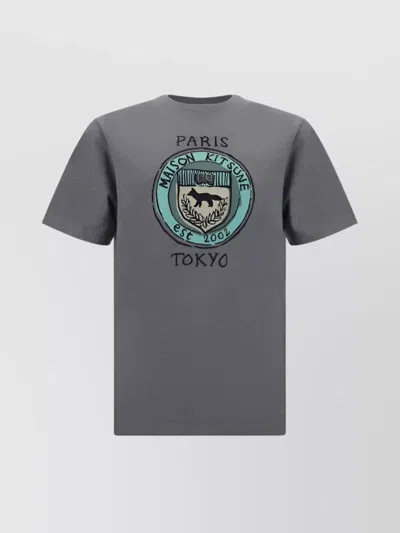 Maison Kitsuné Iconic Monogram Graphic Cotton T-shirt In Gray
