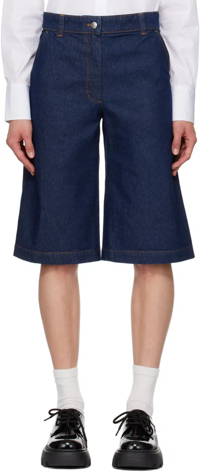 Maison Kitsuné Indigo Workwear Denim Shorts In Blue