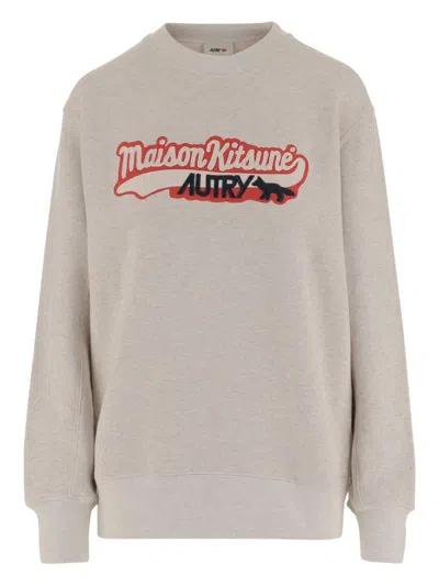Maison Kitsuné Ivory Cotton Sweater In Multi