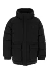 Maison Kitsuné Black Long Down Jacket With High Neck And Fox Head Patch In Nylon Woman In Black