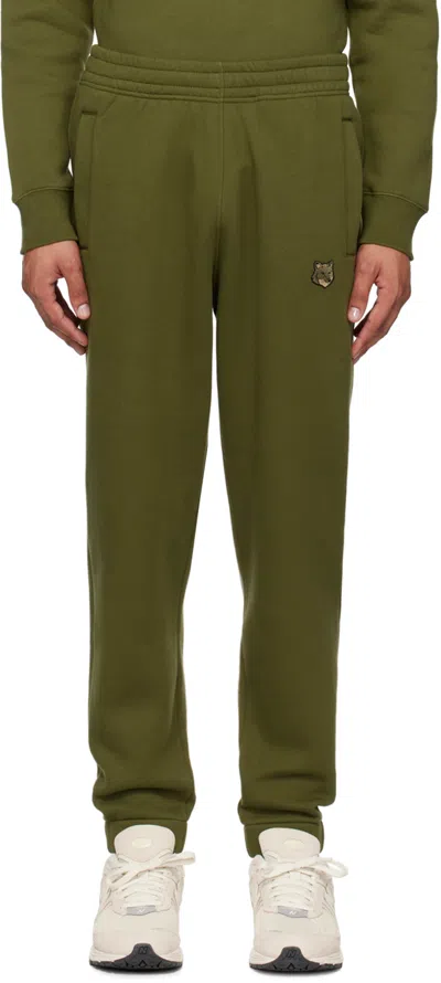 Maison Kitsuné Khaki Bold Fox Head Comfort Sweatpants In P384 Military Green