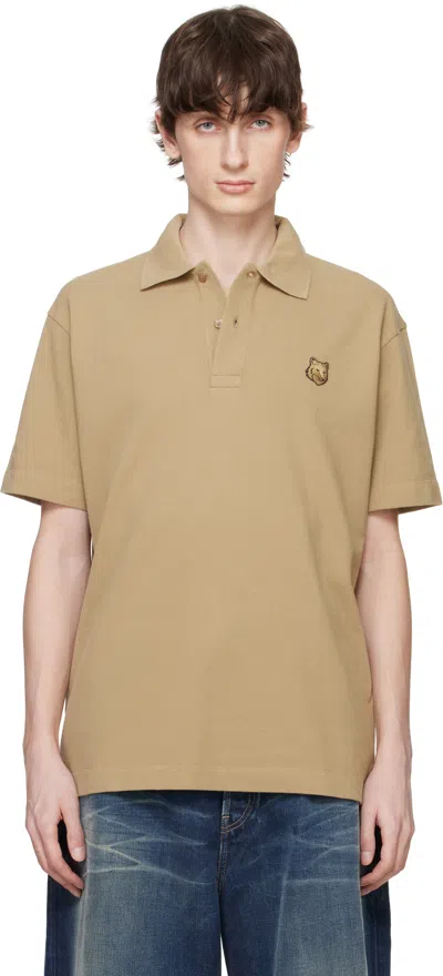 Maison Kitsuné Khaki Bold Fox Head Patch Comfort Polo In 0117 Cardamon