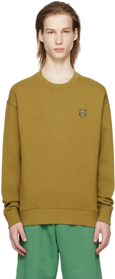 Maison Kitsuné Khaki Bold Fox Head Sweatshirt In Green