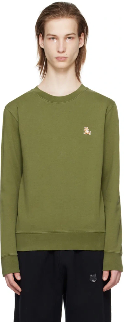 Maison Kitsuné Khaki Chillax Fox Sweatshirt In P384 Military Green