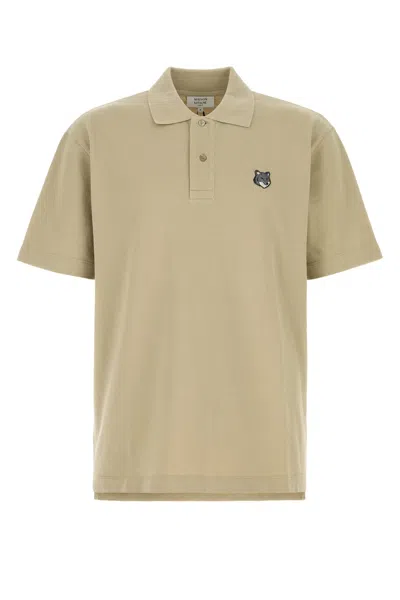Maison Kitsuné Khaki Piquet Polo Shirt In Neutral