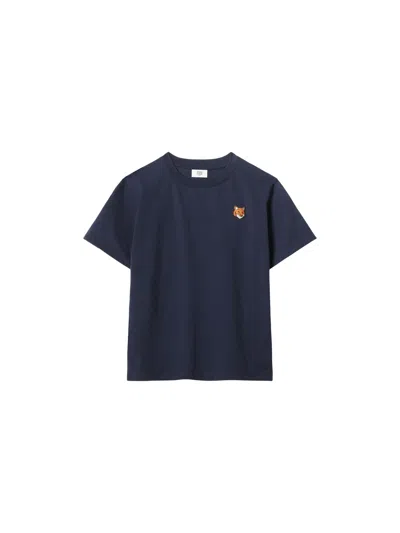 Maison Kitsune Kid Fox Head Kid Tee-shirt In Blue
