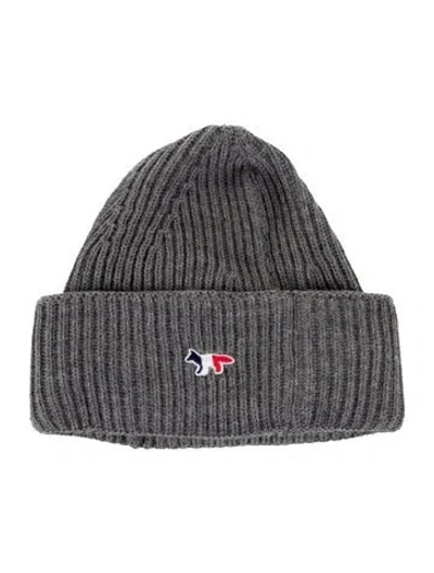 Pre-owned Maison Kitsuné Knit Beanie W/tags In Gray