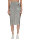 Maison Kitsuné Fox-motif Ribbed Midi Skirt