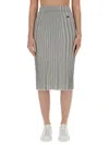 Maison Kitsuné Fox-motif Ribbed Midi Skirt In Grey